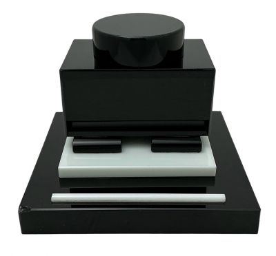 Art Deco Black & White Glass Inkwell