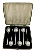 Art Deco Seal Top Sterling Silver Coffee Spoons, Birmingham 1938/39