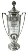 Art Deco Silver Plate Figural Golf Trophy, Presented in 1927 & 1928