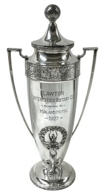 Art Deco Silver Plate Figural Golf Trophy, Presented in 1927 & 1928
