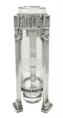 Art Deco Sterling Silver & Glass Bud Vase, Made By Dominick & Haff for Hardy & Hayes Co. Presented In 1925