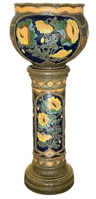 Art Nouveau Burmantofts Faience Jardiniere & Stand