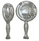 Art Nouveau Roden Brothers Sterling Silver Brush & Mirror 