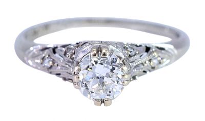 Birks Vintage .52ct Diamond Solitaire Engagement Ring in 18kt White Gold
