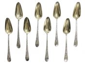 Birks Sterling Silver London Engraved Grapefruit Spoons, Set of 8