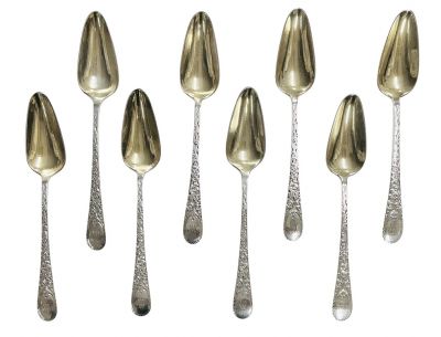 Birks Sterling Silver London Engraved Grapefruit Spoons, Set of 8