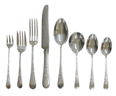 Birks Sterling Silver London Engraved Pattern, With Monograms