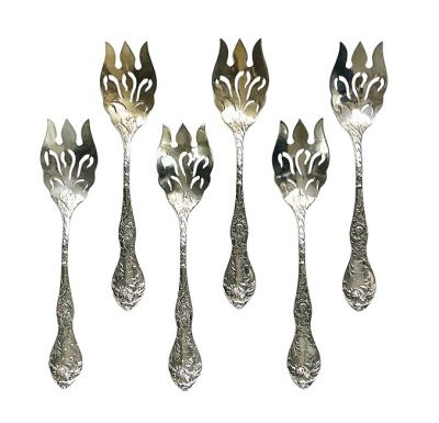Blackinton & Co. Thistle Pattern Sterling Silver Ice Cream Forks, Set of 6