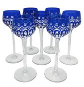 Bohemian Cobalt Blue Crystal Hock Wine Glasses