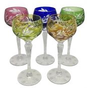 Bohemian Multi-Colour Crystal Hock Wine Glasses
