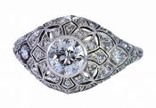 Edwardian .85ct Old European Diamond Engagement Ring in Platinum