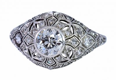 Edwardian .85ct Old European Diamond Engagement Ring in Platinum