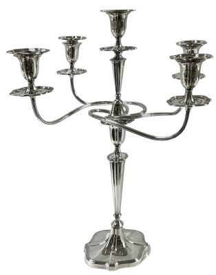 Edwardian Sterling Silver Candelabra, Hawksworth, Eyre & Co. Ltd. Sheffield 1909