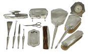 English Art Deco 13pc Sterling Silver Vanity Set