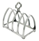 English Art Deco Sterling Silver Toast Rack, Walker & Hall Birmingham 1936