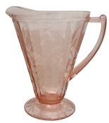 Floral / Poinsettia Jeannette Glass Company Pink Depression Glass Pitcher