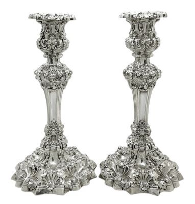 George IV Sterling Silver Candlesticks, S.C. Younge & Co., Sheffield 1822