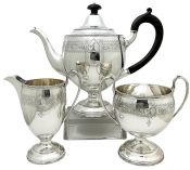 Georgian Style Gladwin Ltd. Sterling Silver 3 Piece Tea Set, Sheffield 1928
