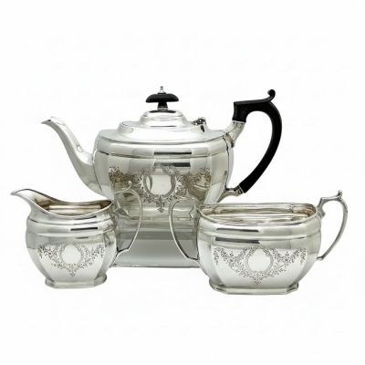 Harrison Brothers & Howson Sterling Silver 3 piece Tea Set, Sheffield 1945