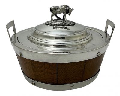 John Grinsell & Sons Butter Tub with Cow Finial