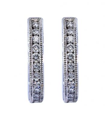 Modern .24ct Diamond Hoop Earrings in Platinum