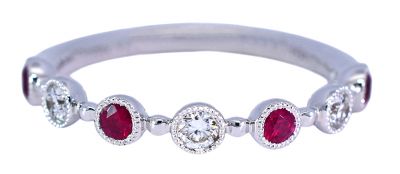 Modern .26ct Ruby and Diamond Ring in 18kt White Gold