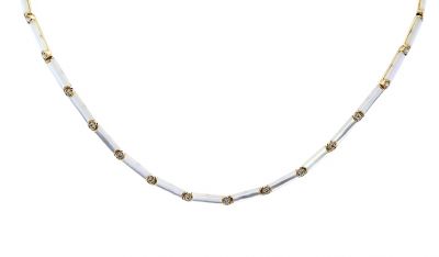Modern .36ct Diamond and Mother Of Pearl 18kt Necklace
