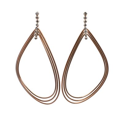 Modern .37ct Diamond 18kt Triple Hoop Earrings