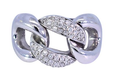 Modern .42ct Diamond Link Ring in 18kt White Gold