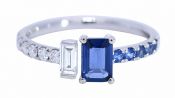 Modern .48ct Sapphire and Diamond Ring in 18kt White Gold