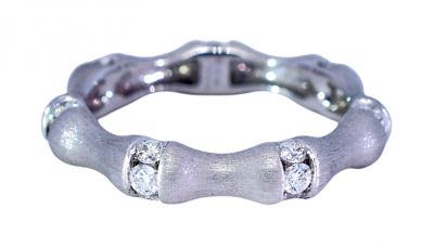 Modern .55ct Diamond Bamboo Motif Band in 18kt White Gold