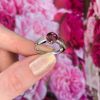 Modern .56ct Rhodolite Garnet and Diamond Ring in 14kt White Gold