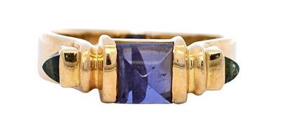 Modern 1.04ct Amethyst and Tourmaline 18kt Ring