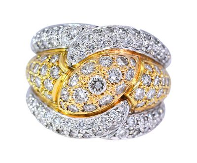 Modern 2.48ct Diamond Ring in 18kt White and Yellow Gold