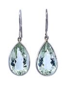 Modern 24.27ct Prasiolite Earrings in 18kt White Gold