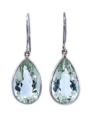 Modern 24.27ct Prasiolite Earrings in 18kt White Gold