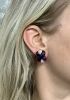 Modern 41.14ct Stylized Amethyst and Diamond Earrings in 18kt Yellow Gold