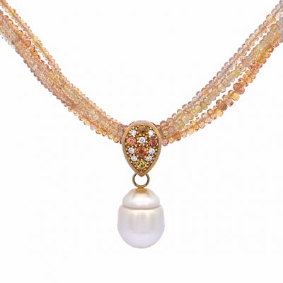 Modern Baroque Pearl and Yellow Sapphire 18kt Necklace