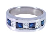 Modern .52ct Sapphire and Diamond Band in 14kt White Gold