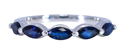 Modern 1.19ct Sapphire Band in 14kt White Gold