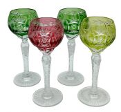 Multi-Coloured Bohemian Coloured Crystal Liqueur Glasses