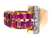 Retro 2.01ct Ruby and Diamond Ring in 18kt Yellow and White Gold
