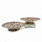 Royal Crown Derby Old Imari #1128 Cake Pedestal Dishes, Dated 1933