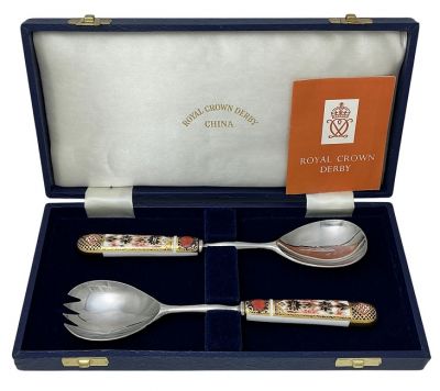 Royal Crown Derby Old Imari #1128 Salad Servers