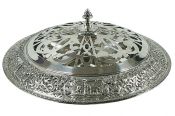 Silver Plate Floral Centrepiece Pedestal Bowl With Flower Frog Grate