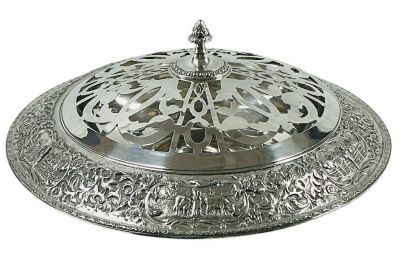 Silver Plate Floral Centrepiece Pedestal Bowl With Flower Frog Grate