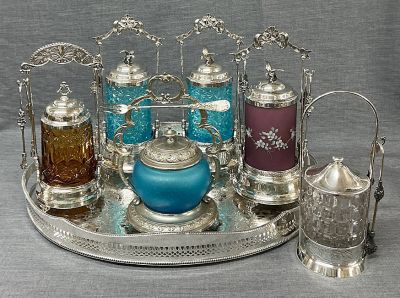 Victorian Coloured Glass Pickle Castors