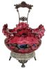 Victorian Enamelled Cranberry Bride’s Basket / Centrepiece Bowl