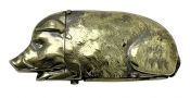 Victorian Figural Brass Pig Match Safe