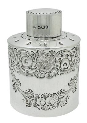 Victorian Sterling Silver Tea Caddy, Atkin Brothers, Sheffield 1896